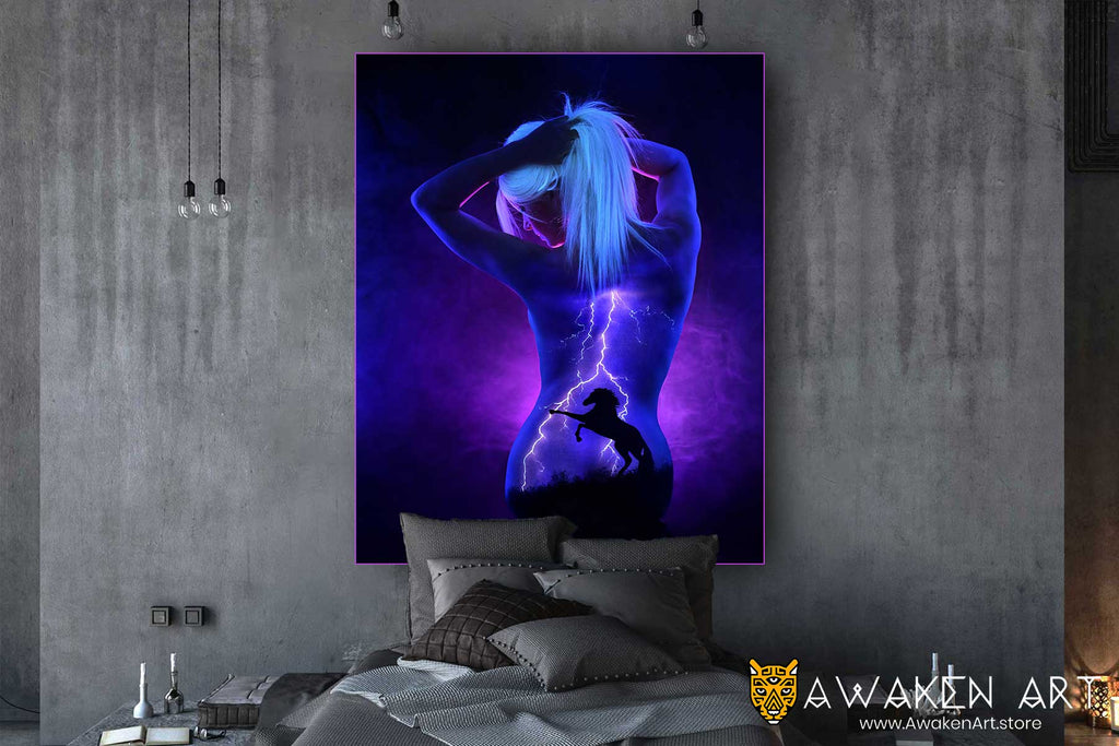 Canvas Wall Art UV Body Painting Lightning Inspirational Wall Art Larg –  Awaken Art Store