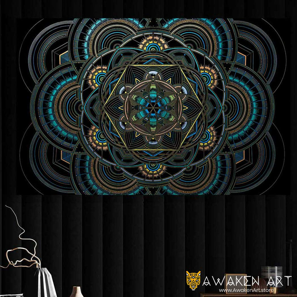 Spiritual Awakening Sacred Geometry Mandala Canvas Wall Art Home Decor |  ''Jungle Frequency - Envision 2020'' by Simon Wieland